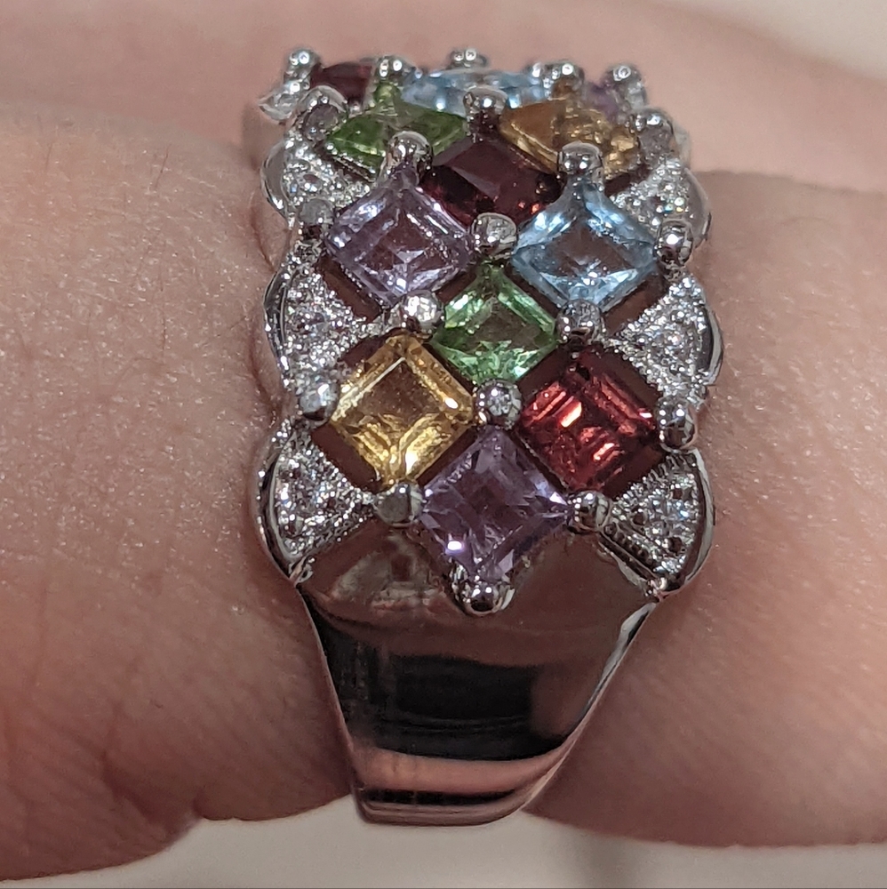 Square Emerald Cut, Multi Gemstone, 925 Sterling … - image 3